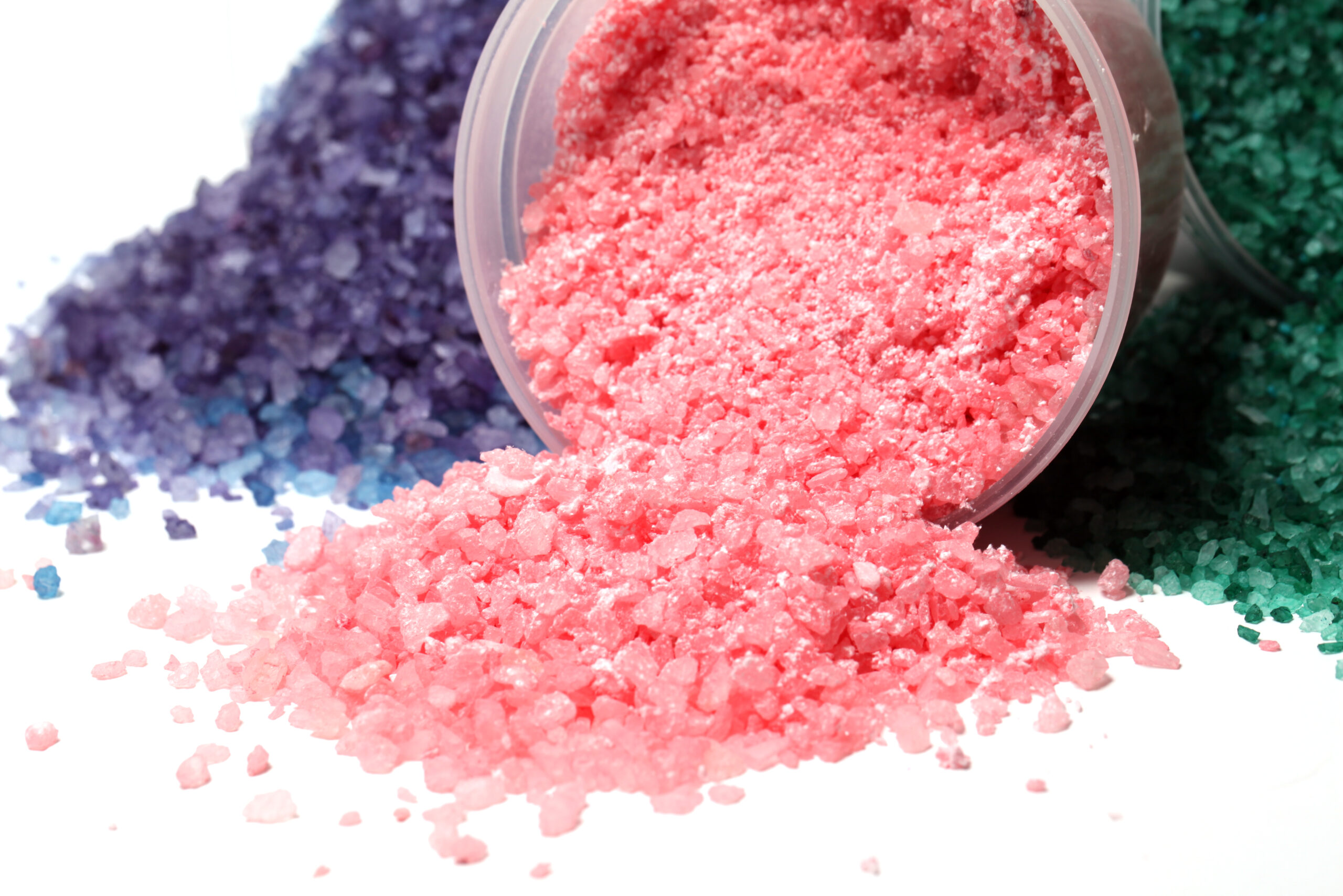 colorful bath salt scattered